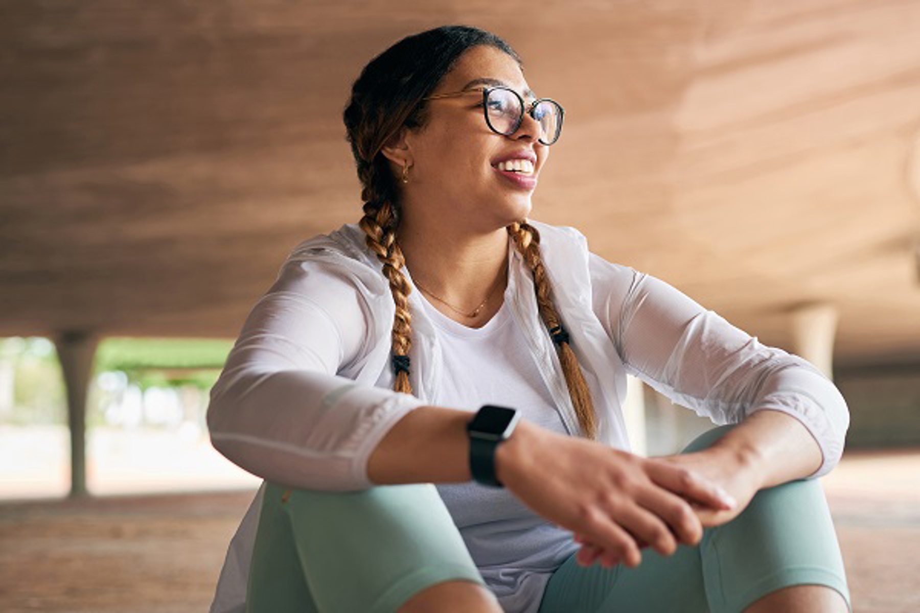 Woman Wearing Glasses Smiling