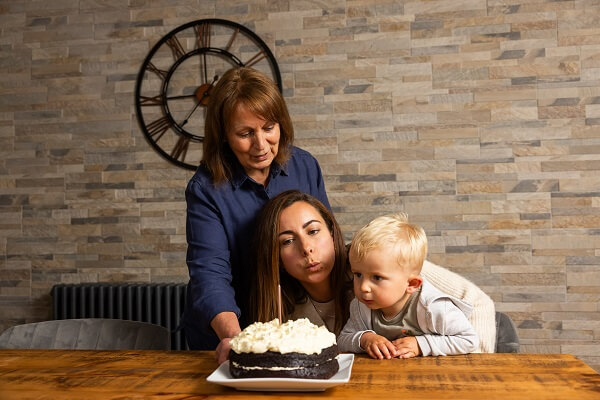 Baby Mum Grandma Blowing Out Cake Candles