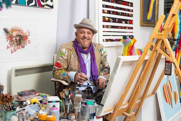 Man Painting Hat Art Purple Scarf