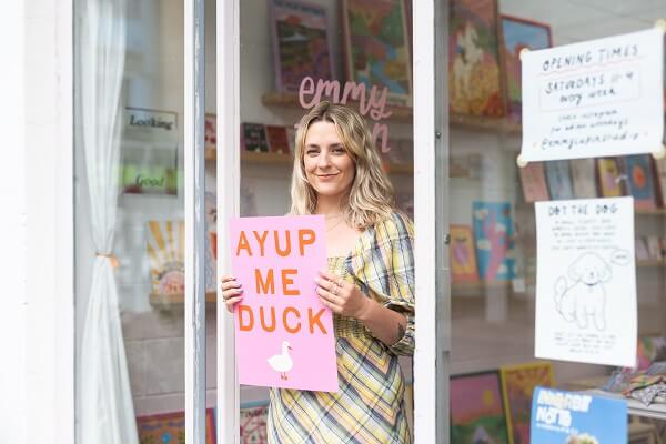 Woman Holding Sign Ayup Me Duck